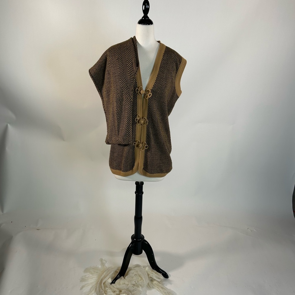 1970s Koret of California Brown Herringbone Knit Vest Outfit